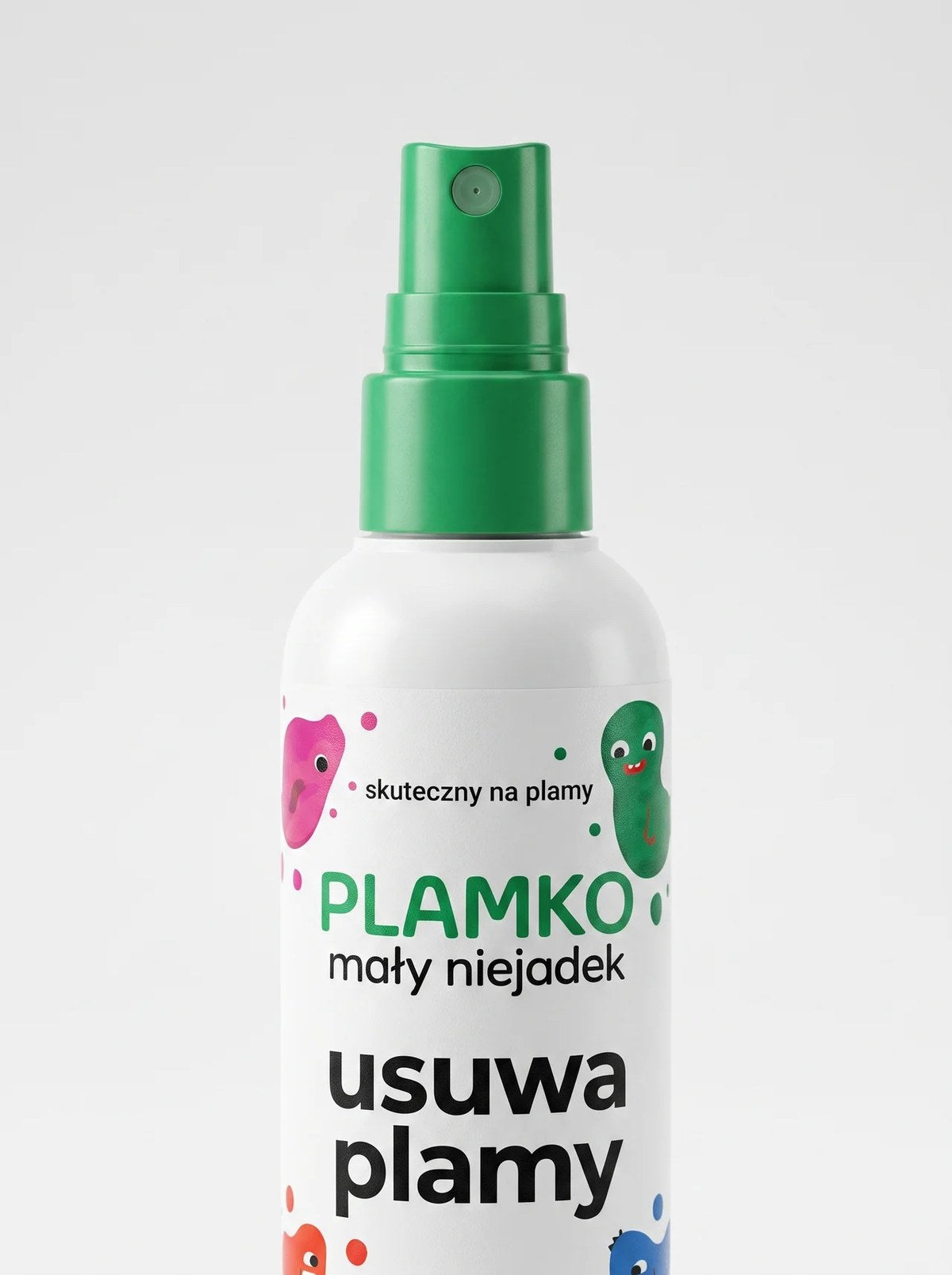 Plamko — zbliżenie na nakrętkę i etykietę